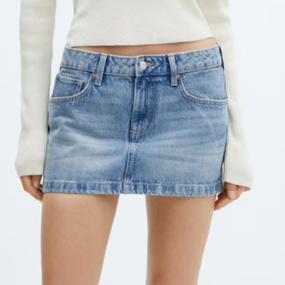 Mango Blue Denim Mini Skirt